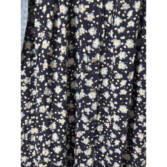 Vintage FR Sport Denim and Floral Midi Dress Size Medium (missing button) - Picture 4 of 7